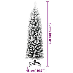 vidaXL Sapin de Noël artificiel mince flocon de neige vert 150 cm PVC pas cher