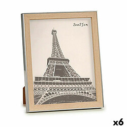 Gift Decor Cadre photo 23 x 27 x 2 cm Argenté Marron Plastique verre (6 Unités)