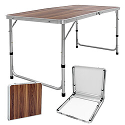 Ecd Germany Table pliable de camping barbecue pique-nique 120cm en aluminium décor bois