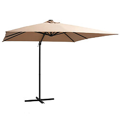 ComfortXL Parasol Déporté Avec LED Et Mât En Acier 250x250 Cm Taupe