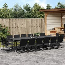 vidaXL Ensemble à manger de jardin 17 pcs noir textilène