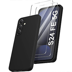 Coque Pour Samsung Galaxy S24 FE Silicone Noir + 2 Verres Trempes Little Boutik®