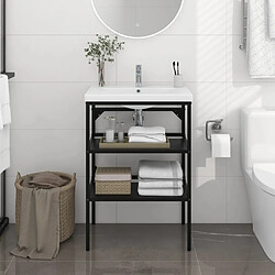 vidaXL Cadre de lavabo de salle de bain Noir 59x38x83 cm Fer