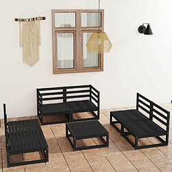 Maison Chic Salon de jardin 7 pcs - Table et chaises d'extérieur - Mobilier/Meubles de jardin Moderne noir bois de pin massif -MN84800