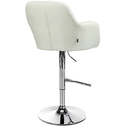 Acheter Decoshop26 Tabouret de bar chaise haute x1 fonction rotation 360° en tissu crème avec coutures décoratives piètement métal chromé 10_0005272