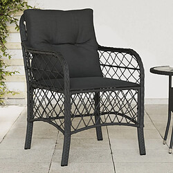 vidaXL Chaises de jardin avec coussins lot de 2 noir résine tressée