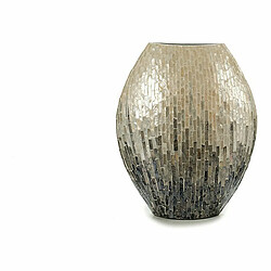 Gift Decor Vase Bois Gris Nacre noire DM (18 x 44,5 x 40 cm) 