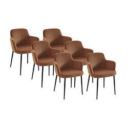 Lot de 6 chaises en velours côtelé et métal - Terracotta - CELOLA de Pascal MORABITO