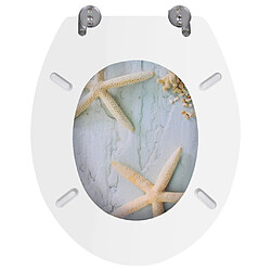 Helloshop26 Siège de toilette avec couvercle MDF étoile de mer 02_0002882 pas cher