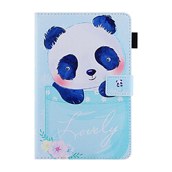 Etui en PU texture croisée avec support panda mignon pour votre Apple iPad mini (2021)