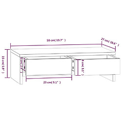 vidaXL Support de moniteur Blanc 50x27x15 cm Bois de pin solide pas cher