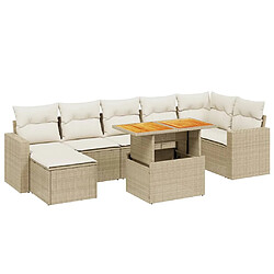 vidaXL Salon de jardin avec coussins 8 pcs beige résine tressée