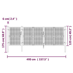 vidaXL Portal de jardin maille argenté 400x175 cm acier galvanisé pas cher