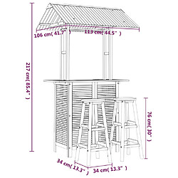 vidaXL Ensemble de bar de jardin 3 pcs Bois d'acacia solide pas cher