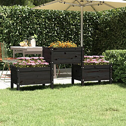 Maison Chic Jardinière,Bac à fleurs - pot de fleur Noir 178,5x44x75 cm Bois massif de pin -GKD75349