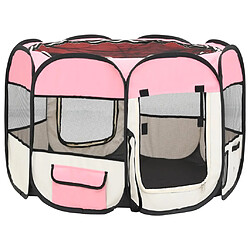 Helloshop26 Parc pour chiens pliable avec sac de transport rose 90 x 90 x 58 cm 02_0001735 pas cher