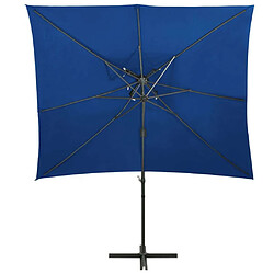 Maison Chic Parasol Jardin | Parasol déporté à double toit Bleu azuré 250x250 cm - GKD10732