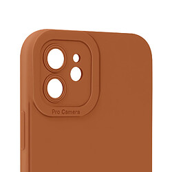 Avizar Coque pour iPhone 12 Silicone Mat Protection Caméra Marron Clair