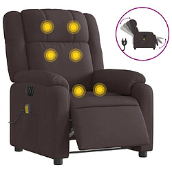 vidaXL Fauteuil de massage inclinable électrique Marron foncé Tissu