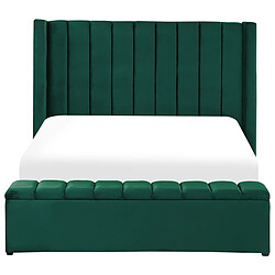 Acheter Beliani Lit double en velours vert avec banc coffre 140 x 200 cm NOYERS