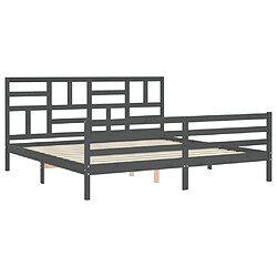 Maison Chic Lit adulte - Cadre Structure de lit avec tête de lit Contemporain gris 200x200 cm bois massif -MN53819 pas cher