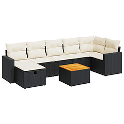 vidaXL Salon de jardin 8 pcs avec coussins noir résine tressée