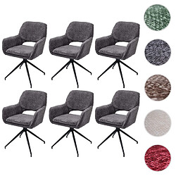 Mendler Lot de 6 chaises de salle à manger HWC-N74, chaise de cuisine, pivotante Auto-Return, tissu chenille (490g/m²) Öko-Tex ~ gris foncé