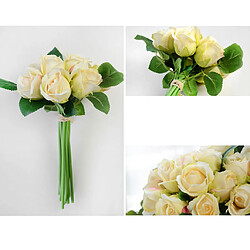 Avis Main attachée 9 têtes roses artificielles bouquet de fleurs décor floral décor beige