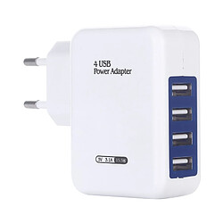 Wewoo Chargeur de voyage pour mural USB 3.1A 4 ports 3.1A 15V 5V avec prise UE (blanc)