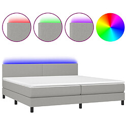 vidaXL Sommier à lattes de lit matelas LED Gris clair 200x200 cm Tissu