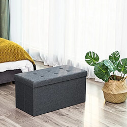 SONGMICS Pouf Coffre de Rangement Banc Tabouret Pliable Tissu Gris Foncé 76 x 38 x 38 cm LSF47K