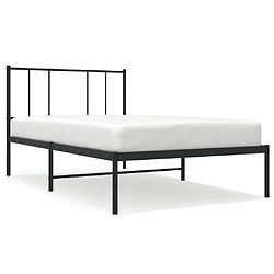 vidaXL Cadre de lit métal sans matelas avec tête de lit noir 75x190 cm