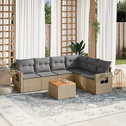 Maison Chic Ensemble à manger d'extérieur 7 pcs avec coussins,Salon de jardin,Mobilier de jardin mélange beige résine tressée -GKD893726