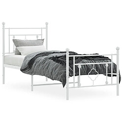 Avis Maison Chic Cadre/structure de lit métal et tête de lit + pied de lit pour adulte - Lit Moderne Chambre blanc 75x190 cm -MN67304