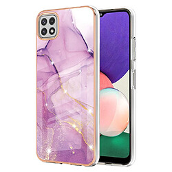 Coque en TPU anti-chute, motif marbre IMD IML, électroplaqué violet 001 pour votre Samsung Galaxy A22 5G (EU Version)