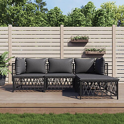 Maison Chic Salon de jardin 4 pcs avec coussins - Table et chaises d'extérieur - Mobilier/Meubles de jardin Moderne anthracite acier -MN49453