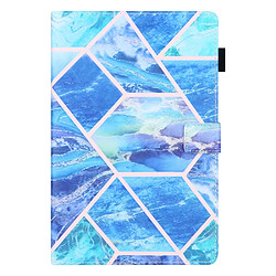 Etui en PU + TPU avec support et porte-carte Motif de marbre bleu pour votre Samsung Galaxy Tab A8 10.5 2021 SM-X200/X205