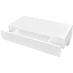 Maison Chic Étagère murale flottante,Etagère de rangement avec 1 tiroir MDF Blanc Rangement de livres/DVD -MN63015