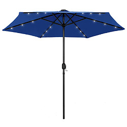 Helloshop26 Parasol d'extérieur avec led et mât en aluminium 270 cm bleu 02_0008076