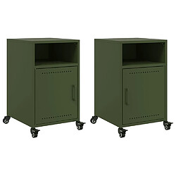 vidaXL Tables de chevet 2 pcs vert olive 36x39x59 cm acier