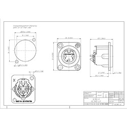 Alpexe XLR Panel Mount | 3 Pole Male | Silver Contacts | Nickel Housing | Silver