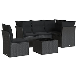 Maison Chic Salon de jardin 6 pcs avec coussins | Ensemble de Table et chaises | Mobilier d'Extérieur noir résine tressée -GKD51236