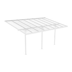 Vente-Unique Carport pergola adossé en aluminium 15,1 m² blanc ALVARO