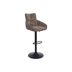 Avis Vente-Unique Lot de 2 tabourets de bar en tissu et métal noir - Hauteur réglable - Taupe - LIKOLIA