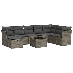 vidaXL Salon de jardin 9 pcs avec coussins gris résine tressée