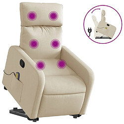 vidaXL Fauteuil inclinable de massage Crème Tissu