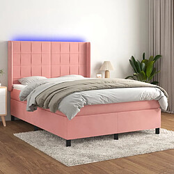 vidaXL Sommier à lattes de lit matelas et LED Rose 140x200 cm Velours