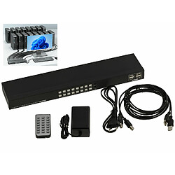 Kalea-Informatique KVM Switch Automatique Souris Clavier Ecran 16 PC - HDMI 4K / USB - Avec télécommande et cordons