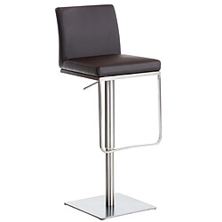 Decoshop26 Tabouret de bar x1 avec repose-pieds plaque de base carrée en acier inoxydable assise en PVC marron 10_0005310