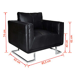 vidaXL Fauteuil cube avec pieds chromés Noir Similicuir pas cher